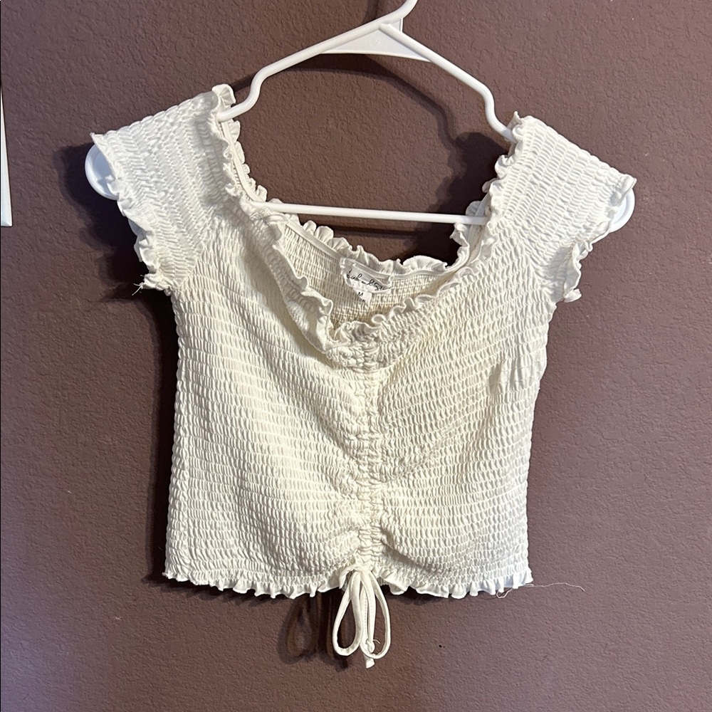 Elegant White Ruffled Crop Top